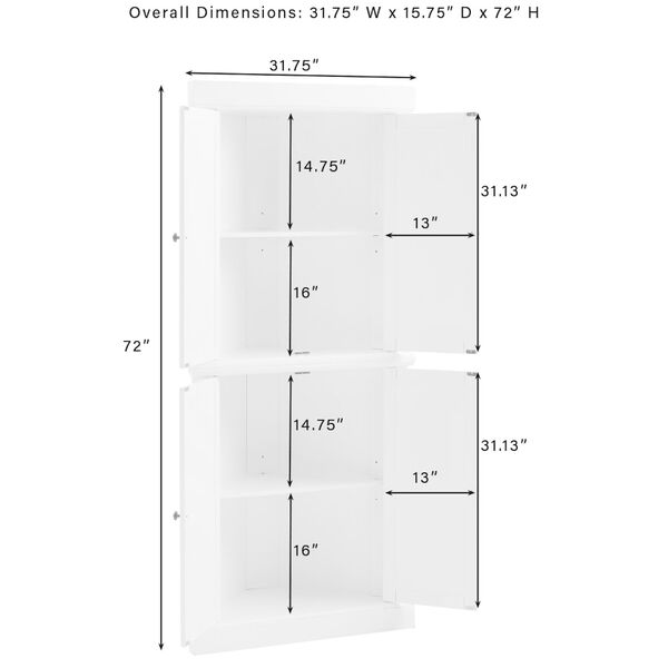 Shoreline White Corner Two-Stackable Pantry, image 5