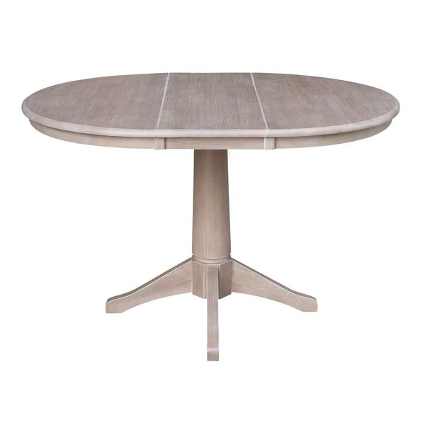 Parawood I Washed Gray Clay Taupe 36-Inch  Round Extension Dining Table with Two Chairs, image 3