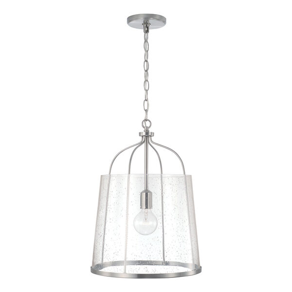 HomePlace Madison Brushed Nickel One-Light Pendant with Clear Seeded Glass, image 2