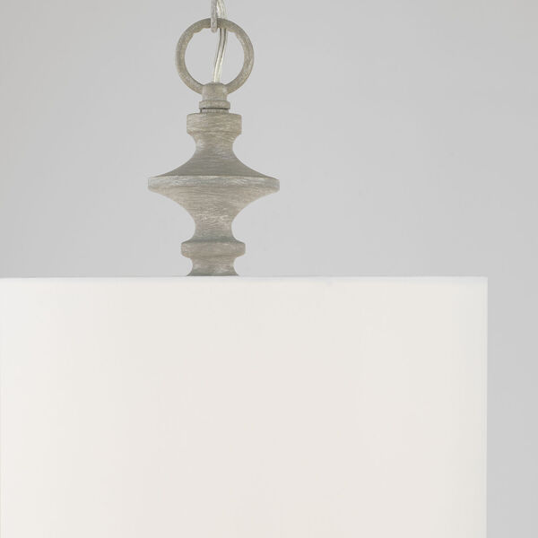 Penelope Painted Grey and White One-Light Drum Pendant with White Fabric Shade, image 3