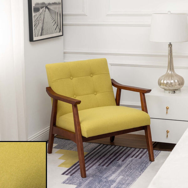 Take a Seat Natalie Bumblebee Yellow Fabric and Espresso Accent Chair, image 2