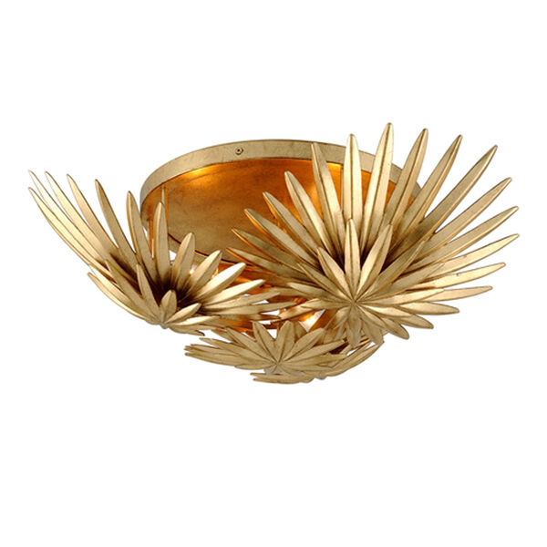 Savvy Vintage Gold Leaf Three-Light Semi-Flush Mount, image 1