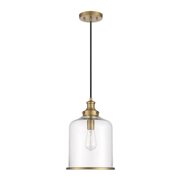 Lowry Natural Brass 10-Inch One-Light Pendant with Clear Glass, image 2