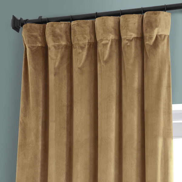 Signature Sweet And Spicy Rum Brown Plush Velvet Hotel Blackout Single Panel Curtain, image 2