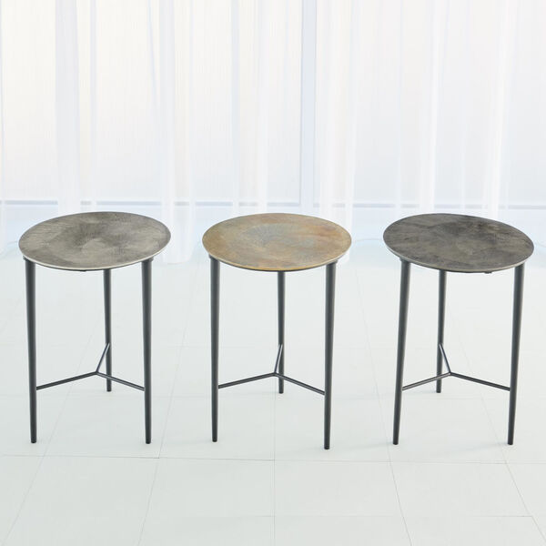 Black Nickel 16-Inch Circle Etched Accent Table, image 2