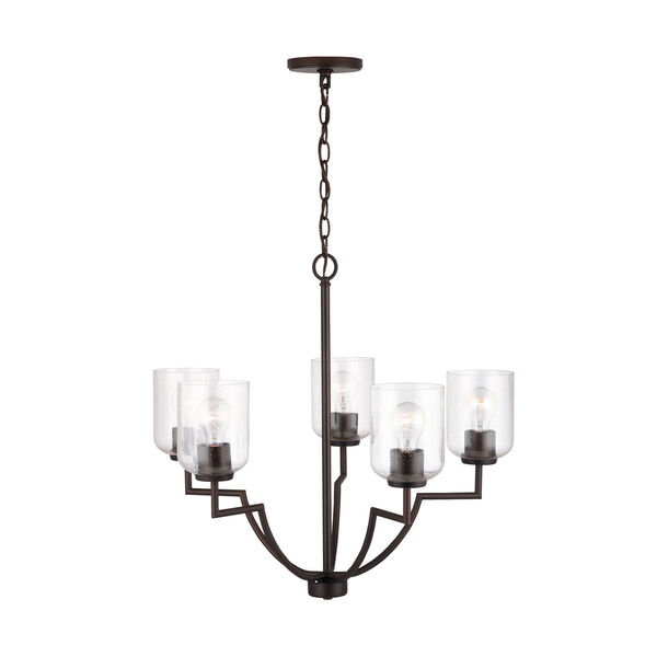 HomePlace Carter Bronze Five-Light Chandelier with Clear Seeded Glass, image 4
