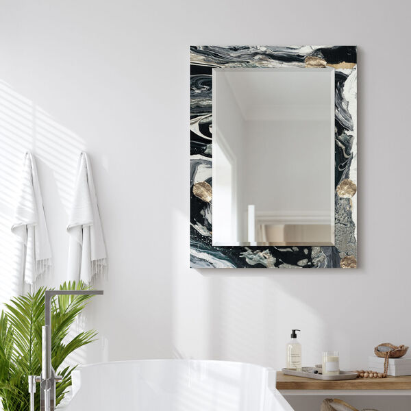 Ebony and Ivory Black 40 x 30-Inch Rectangular Beveled Wall Mirror, image 1