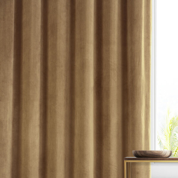 Signature Sweet And Spicy Rum Brown Plush Velvet Hotel Blackout Single Panel Curtain, image 6