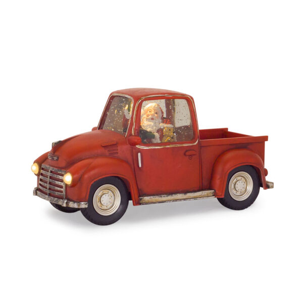 LED Red and White Vintage Truck Snow Globe, image 1