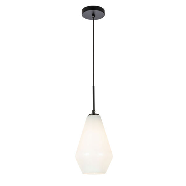 Gene Black Seven-Inch One-Light Mini Pendant with Frosted White Glass, image 6