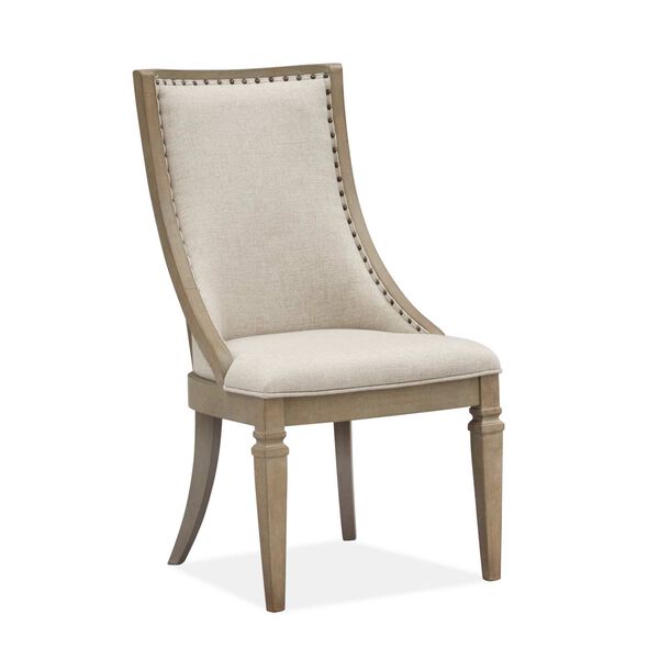 Lancaster Weathered Bronze Wood Dining Arm Chair with Upholstered Seat and Back, image 2