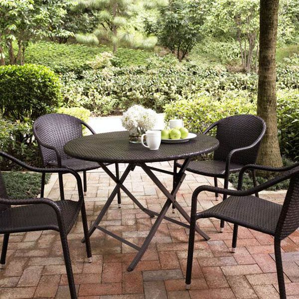 Palm Harbor Brown Outdoor Wicker Folding Table, image 5