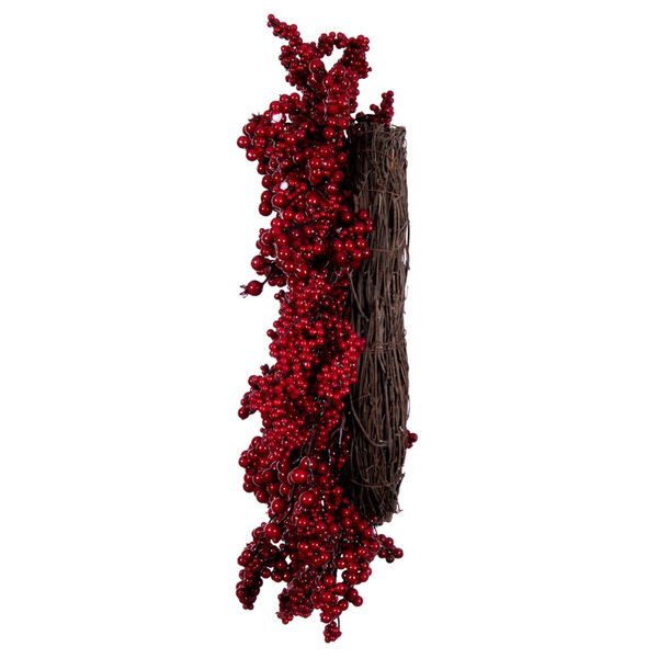 Red 24-Inch Artificial Outdoor Weather Resistant Unlit Berry Christmas Wreath, image 3