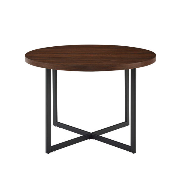 Connor Dark Walnut Metal and Wood Round Dining Table, image 1