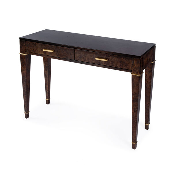 Kai Dark Burl Console Table with Two Drawers, image 1
