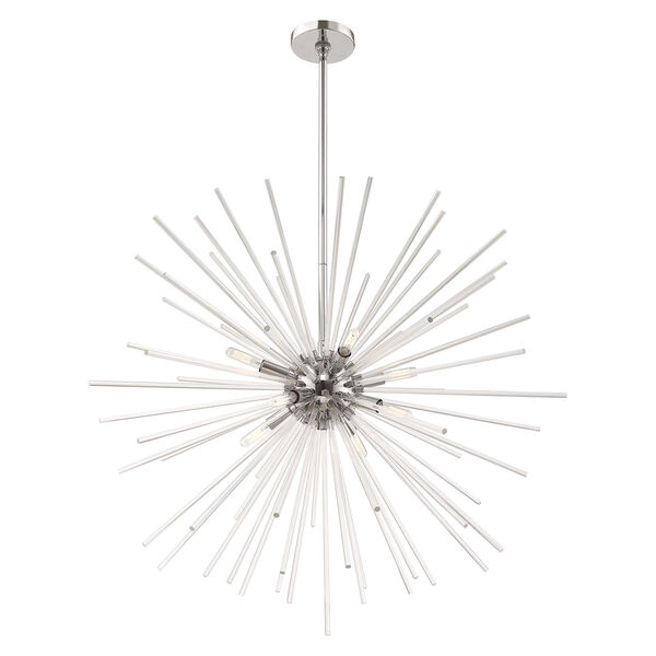 Utopia Polished Chrome 34-Inch Eight-Light Pendant Chandelier with Clear Crystal Rods, image 4