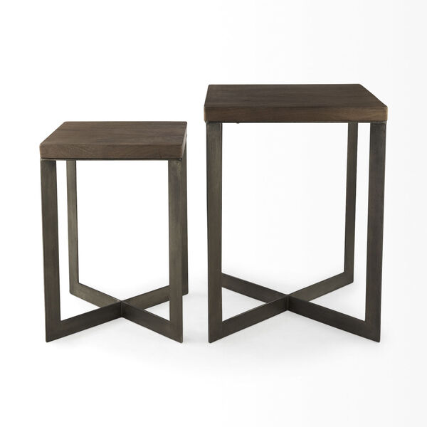 Faye Medium Brown X-Shaped Accent Table, Set of 2, image 4