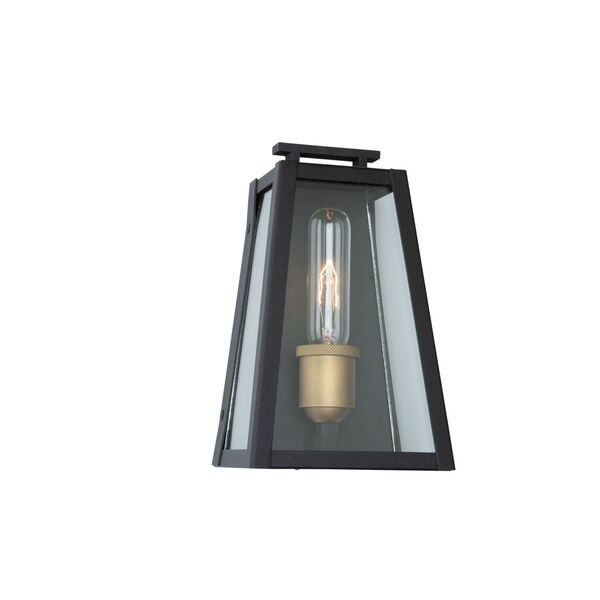 Charlestown Black and Vintage Gold 9-Inch LED Outdoor Wall Light, image 1