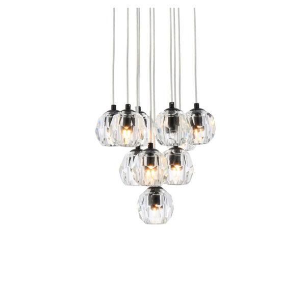 Eren Black 10-Light Pendant with Royal Cut Clear Crystal, image 3