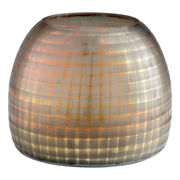 Combed Iridescent Gold Gradient Grid Vase, image 1
