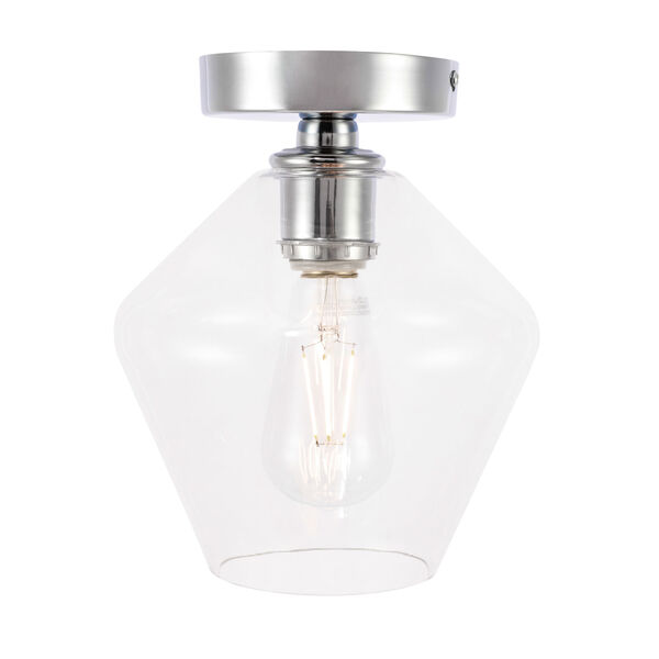 Gene Chrome Eight-Inch One-Light Flush Mount with Clear Glass, image 1