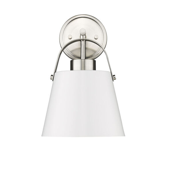 Z-Studio Matte White and Brushed Nickel One-Light Wall Sconce, image 4