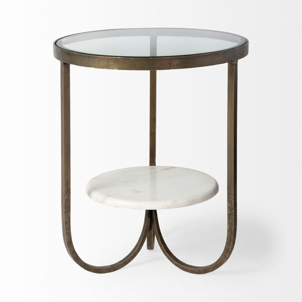 Reinhardt II Gold Round Glass Top End Table, image 2
