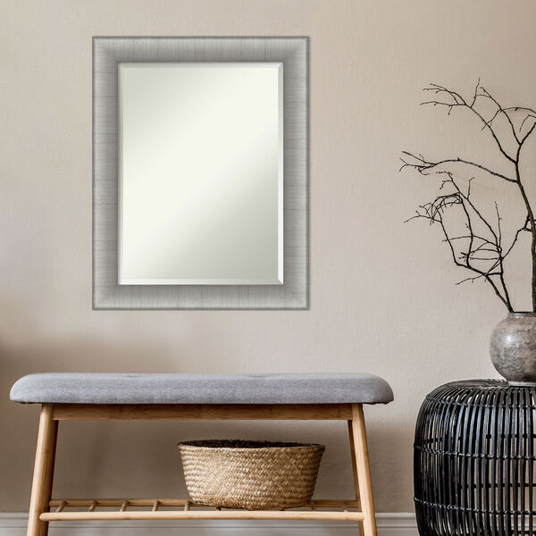 Elegant Brushed Pewter Polished Nickel Wall Mirror, image 1