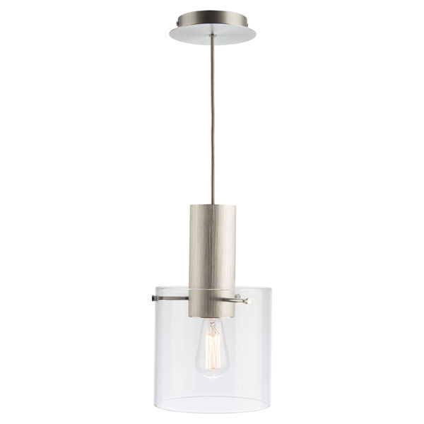 Henley Brushed Aluminium One-Light Pendant with Clear Glass, image 3