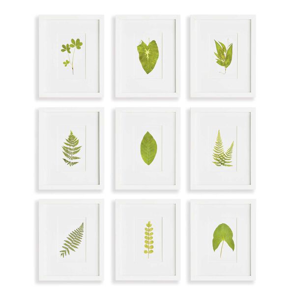 White Green Green Leaf Petite Prints Wall Art, Set of Nine, image 1
