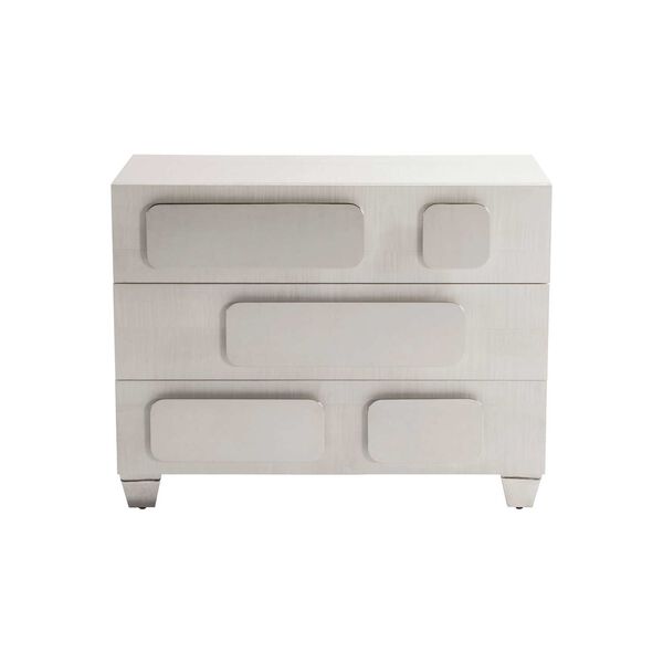 Padma White and Stainless Steel Nightstand, image 1