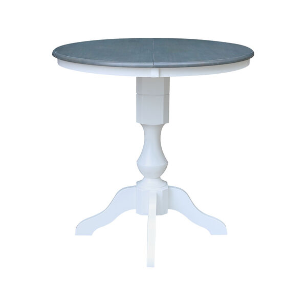 White and Heather Gray 36-Inch Round Top Pedestal Counter Height Dining Table, image 3