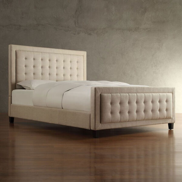 Clarice Beige Tufted Queen Complete Bed with High Footboard, image 2