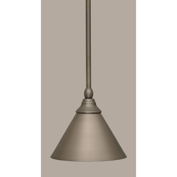 Brushed Nickel 7-Inch One Light Mini Pendant with Brushed Nickel Cone Metal Shade, image 1