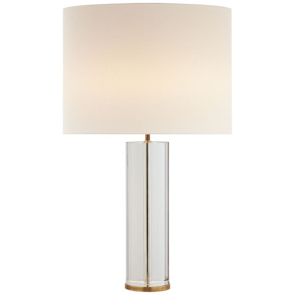 Lineham Table Lamp in Crystal and Hand-Rubbed Antique Brass with Linen Shade by AERIN, image 1