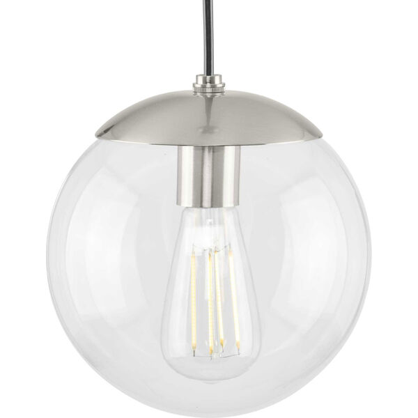 P500309-009: Atwell Brushed Nickel One-Light Mini Pendant with Clear Glass, image 1