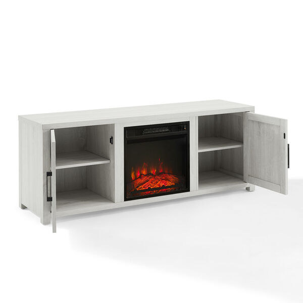 Gordon Whitewash 58-Inch Low Profile TV Stand with Fireplace, image 4