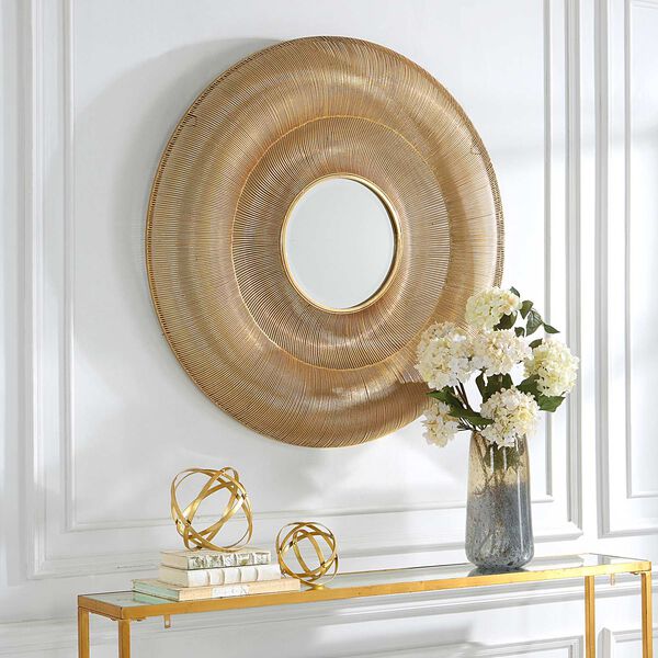 Bauble Brushed Antique Gold 42 x 42-Inch Round Wall Mirror, image 1