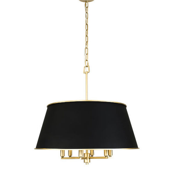 Coco Matte Black and French Gold Six-Light Pendant, image 3