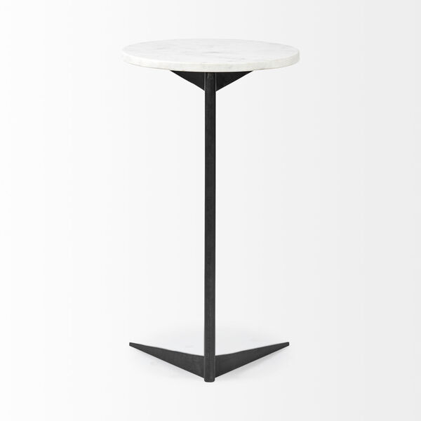 Ballatine II White and Black Round Marble Top End Table, image 5