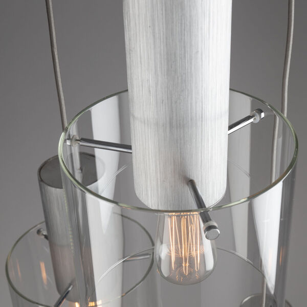 Henley Brushed Aluminum and Clear Glass Three-Light Pendant, image 5