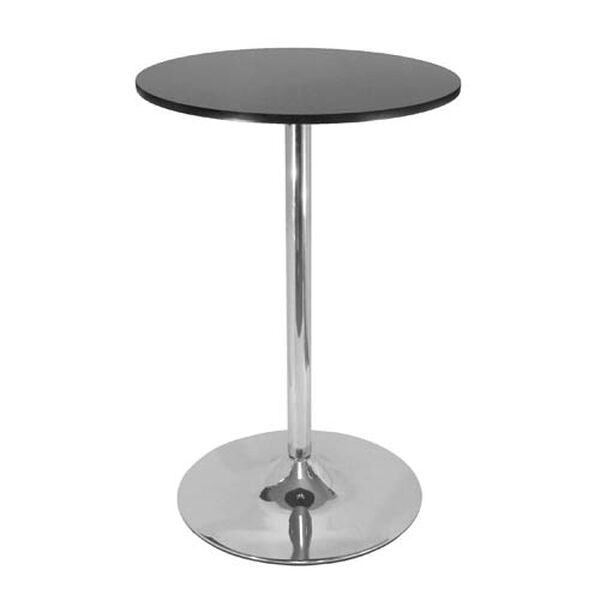 28-Inch Round Black Pub Table with Chrome Leg, image 1