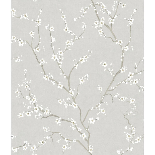 Gray Cherry Blossom Peel and Stick Wallpaper, image 2