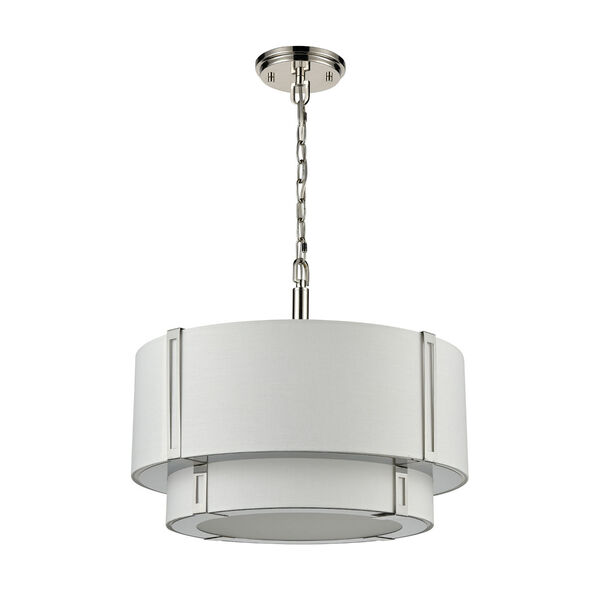 Rudolfo White and Polished Nickel Four-Light Chandelier, image 2