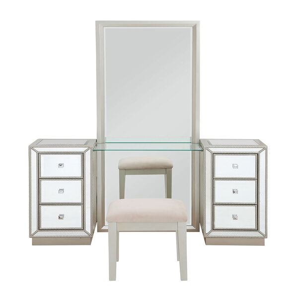 Evelyn Six Drawer Console with Mirror and Stool, image 3