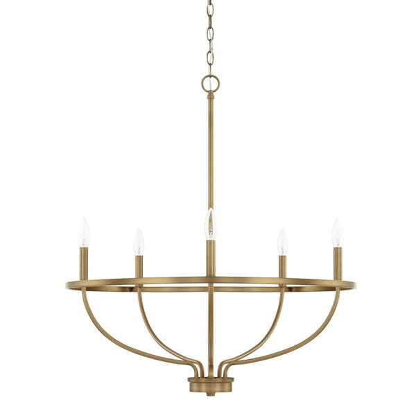 HomePlace Greyson Aged Brass 29-Inch Five-Light Chandelier, image 1