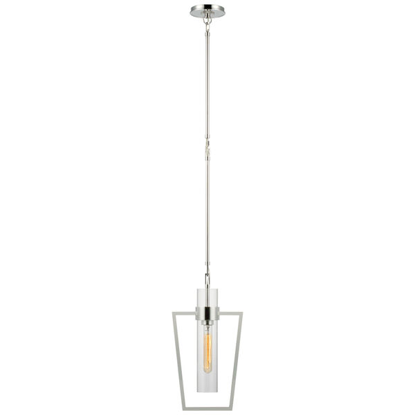 Presidio Petite Caged Pendant in Polished Nickel with Clear Glass by Ian K. Fowler, image 1