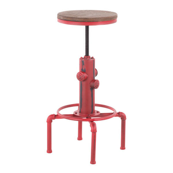 Hydra Vintage Red and Brown Bar Stool with Foot Ring, image 1