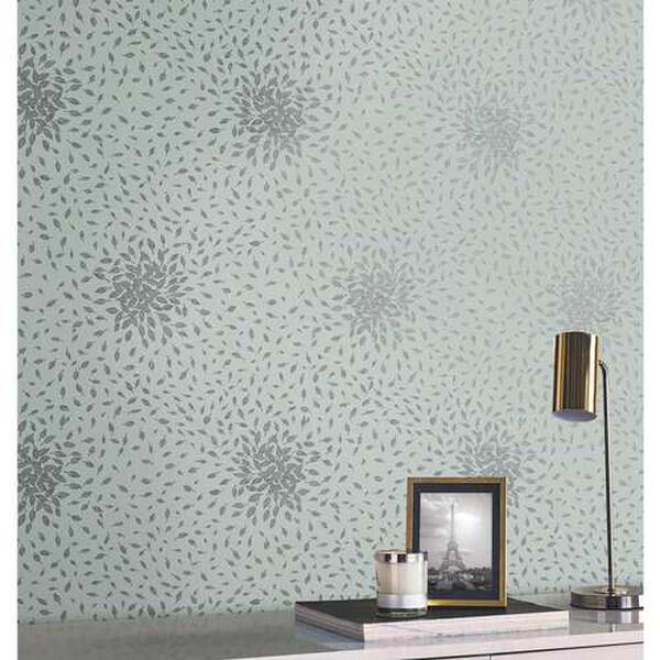 Petite Leaves Spa and Silver Wallpaper, image 1