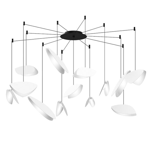Papillons Satin White and Black 13-Light Swag LED Pendant, image 1